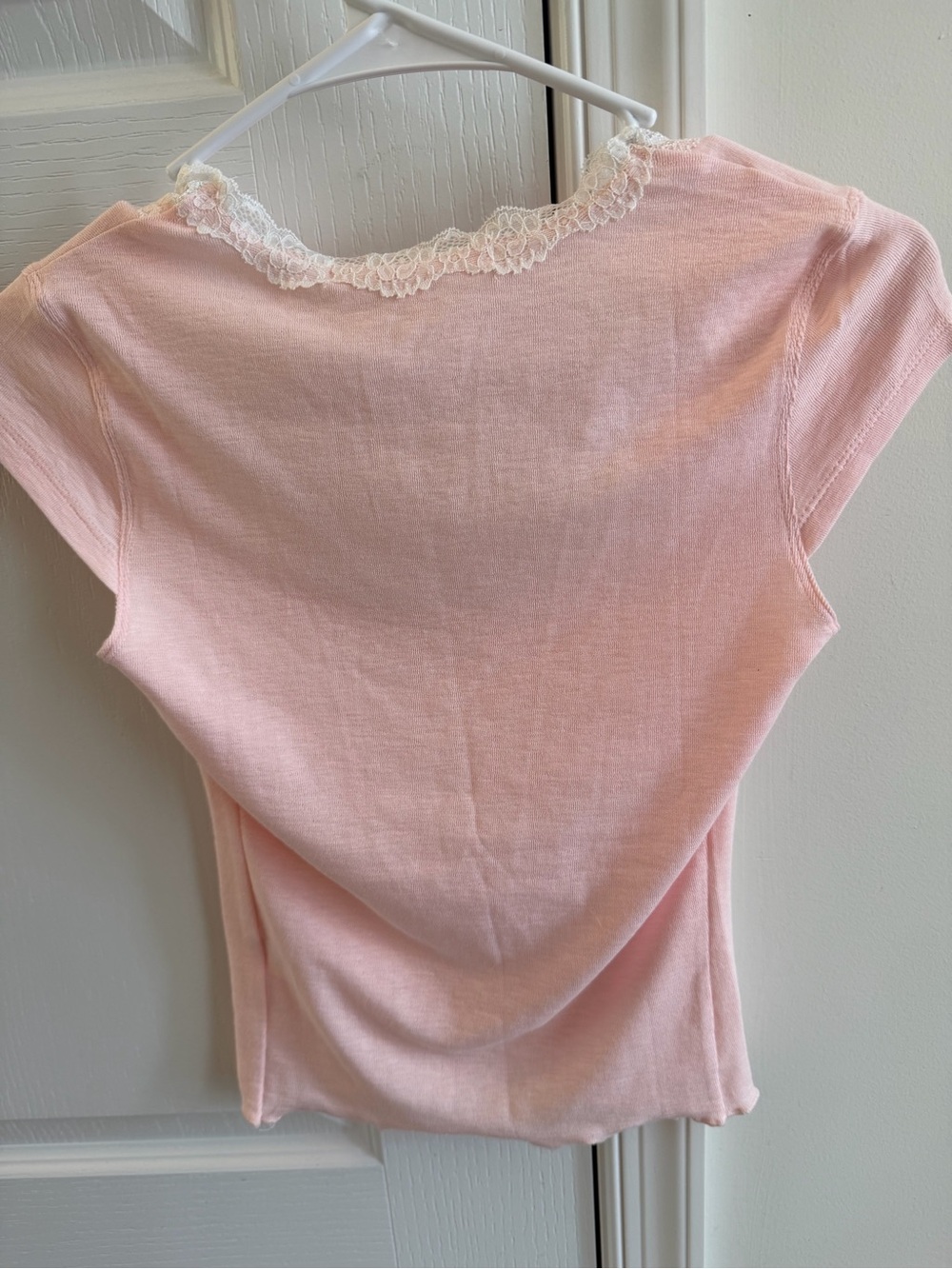 Altar'd State Soft Pink Lace-Trim Scoop Neck Tee - Picture 4 of 5